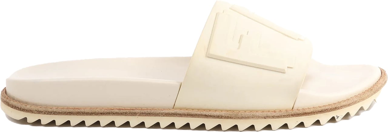 Fendi Fendi Rubber Slide Sandals in Ecru, Size 46 EU Beige