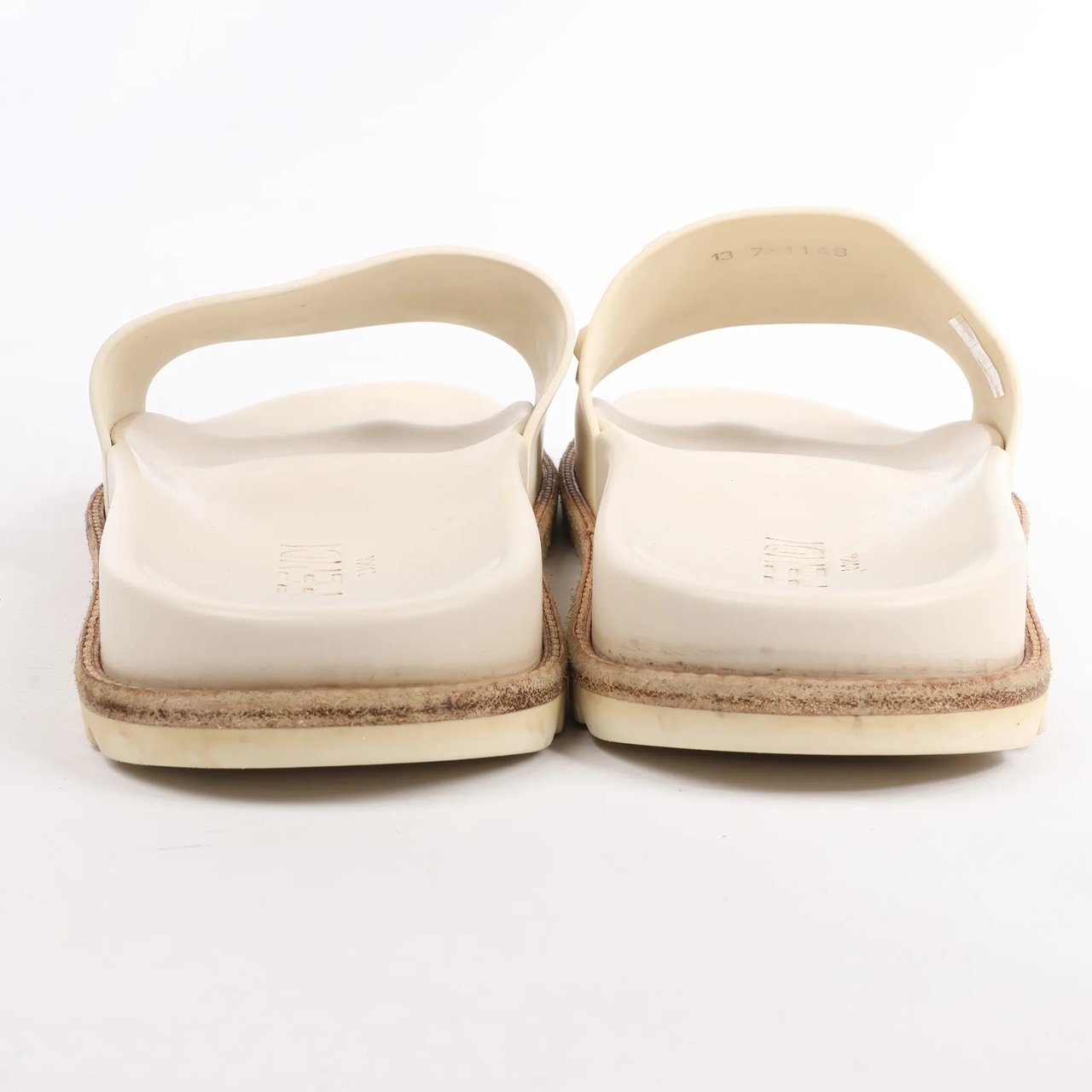 Fendi Fendi Rubber Slide Sandals in Ecru, Size 46 EU Beige