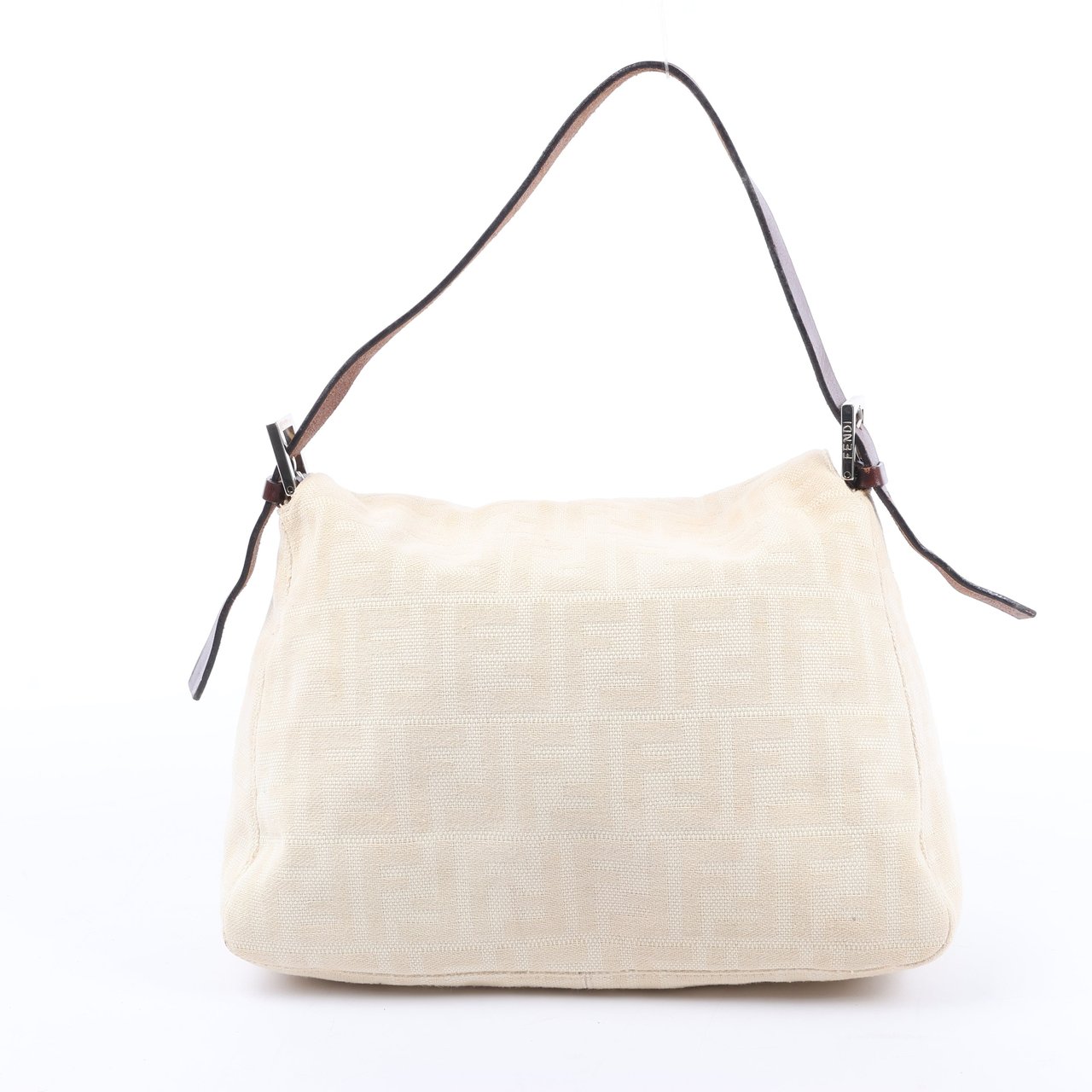 Fendi FENDI Mamma Baguette Zucchino Canvas & Leather Shoulder bag in Beige 26325 Divers