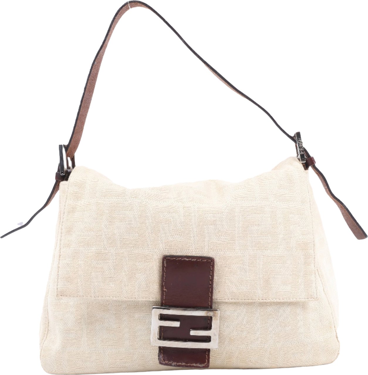 Fendi FENDI Mamma Baguette Zucchino Canvas & Leather Shoulder bag in Beige 26325 Divers