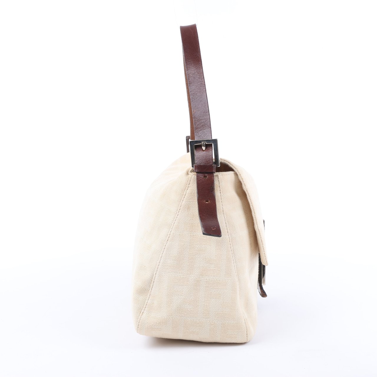 Fendi FENDI Mamma Baguette Zucchino Canvas & Leather Shoulder bag in Beige 26325 Divers