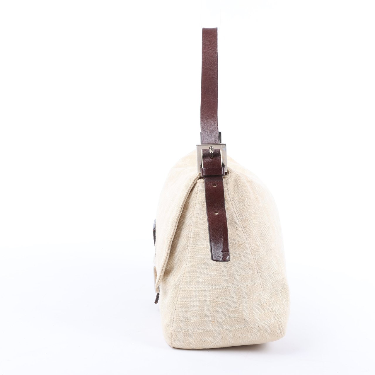 Fendi FENDI Mamma Baguette Zucchino Canvas & Leather Shoulder bag in Beige 26325 Divers