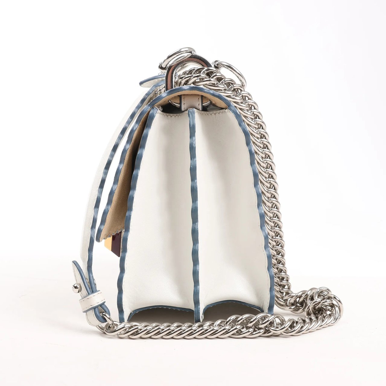 Fendi FENDI Mini Kan I Leather Shoulder Bag in White 8M0381 Wit