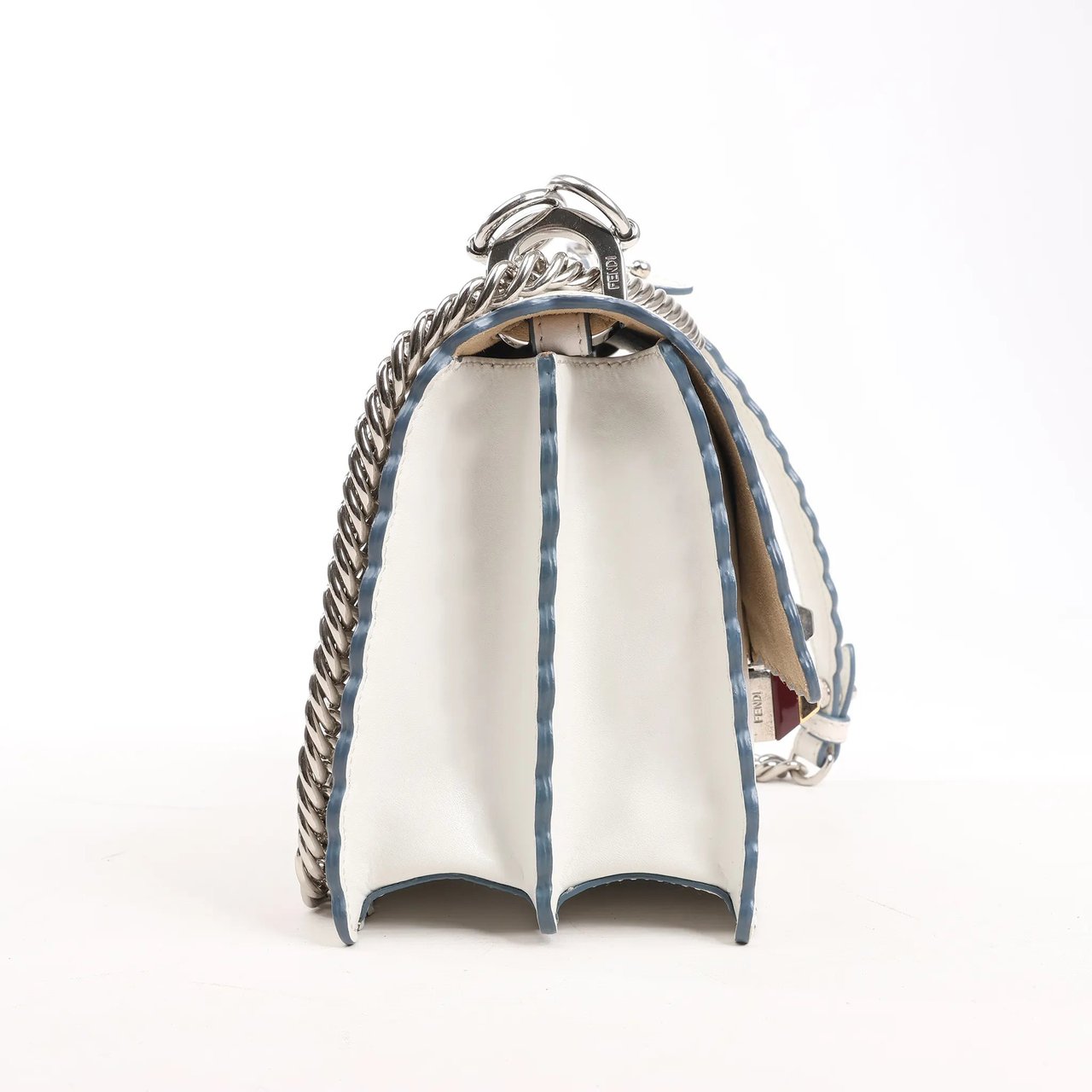 Fendi FENDI Mini Kan I Leather Shoulder Bag in White 8M0381 Wit