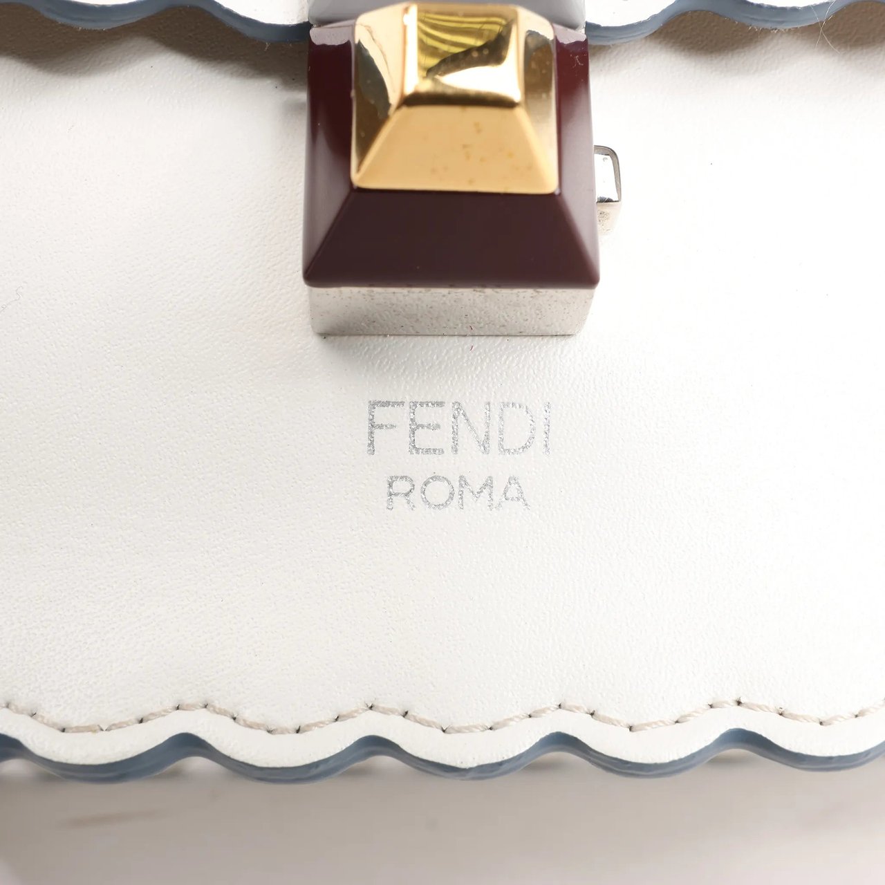 Fendi FENDI Mini Kan I Leather Shoulder Bag in White 8M0381 Wit