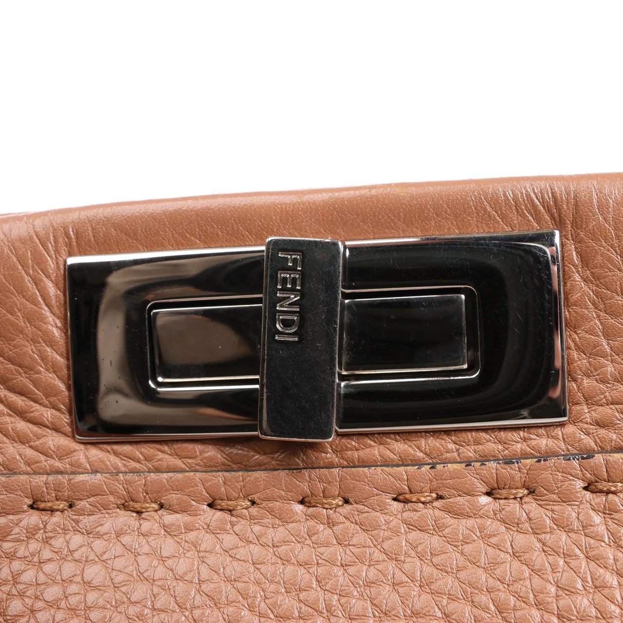 Fendi Fendi Peekaboo Regular Selleria Leather 2way Handbag in Beige 8BN226 Beige