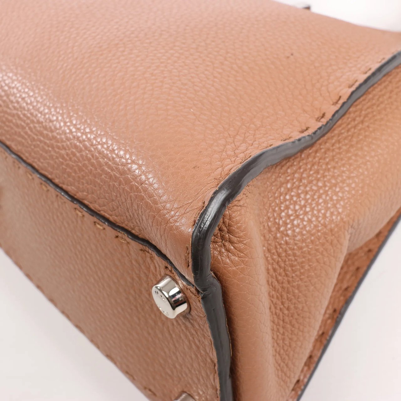 Fendi Fendi Peekaboo Regular Selleria Leather 2way Handbag in Beige 8BN226 Beige