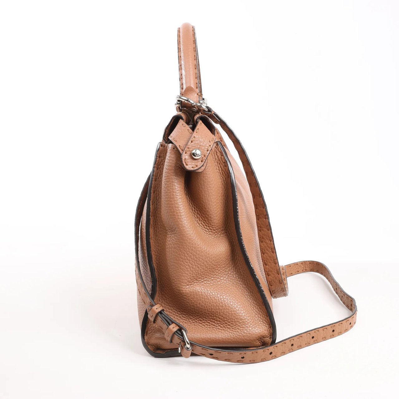 Fendi Fendi Peekaboo Regular Selleria Leather 2way Handbag in Beige 8BN226 Beige