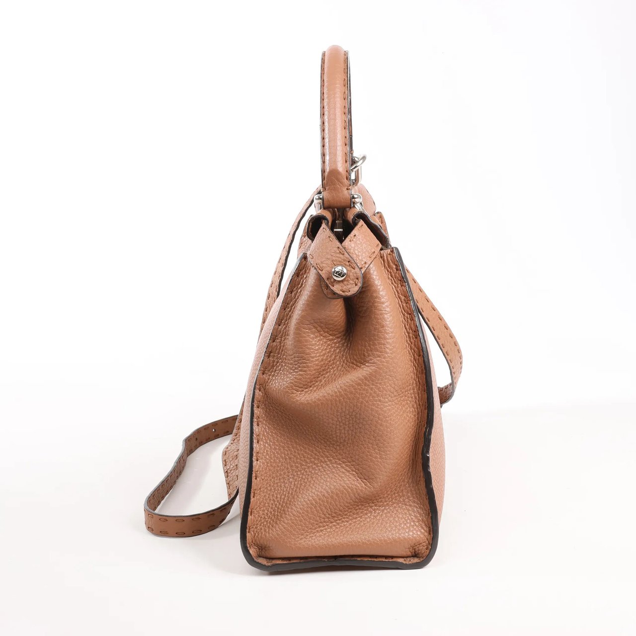 Fendi Fendi Peekaboo Regular Selleria Leather 2way Handbag in Beige 8BN226 Beige