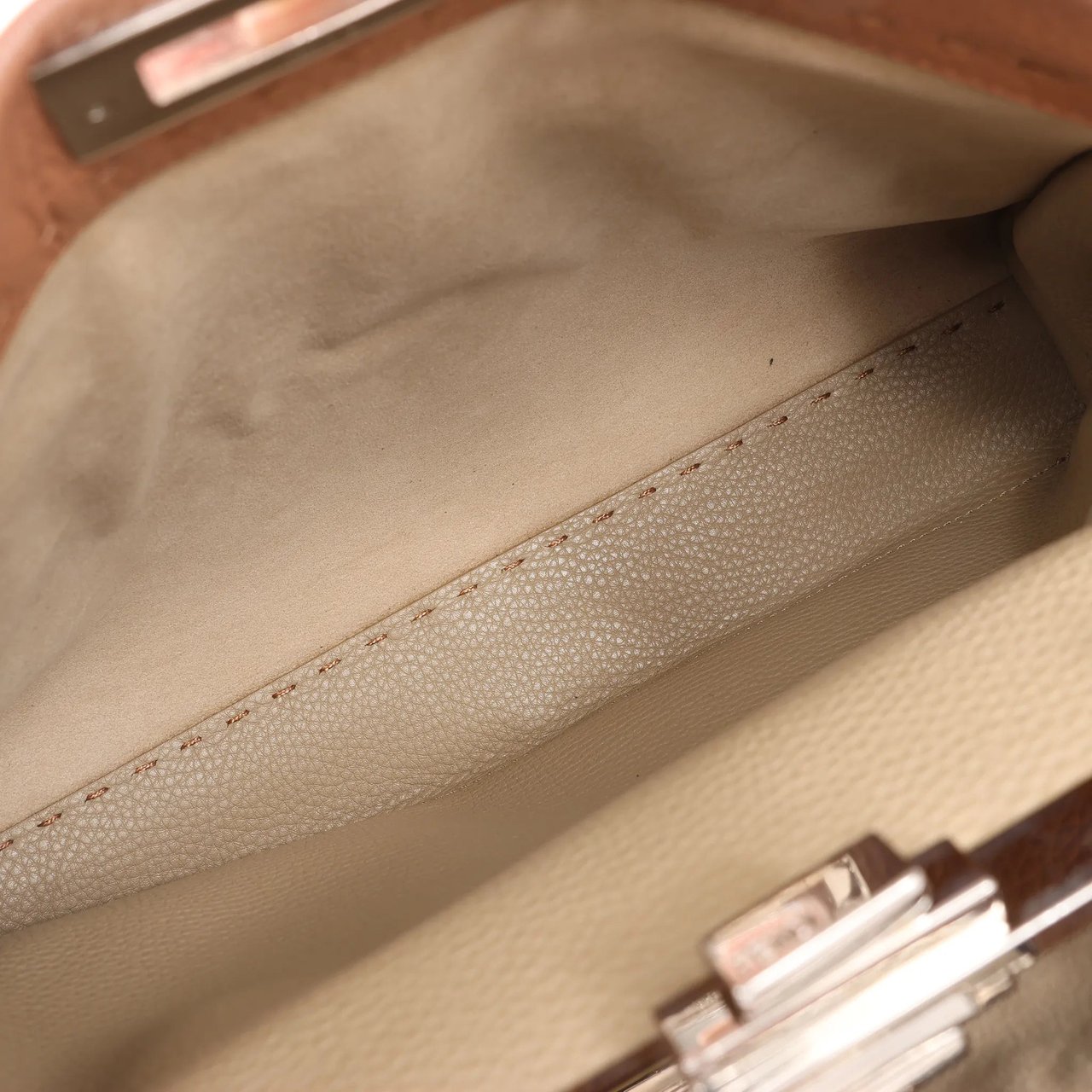 Fendi Fendi Peekaboo Regular Selleria Leather 2way Handbag in Beige 8BN226 Beige