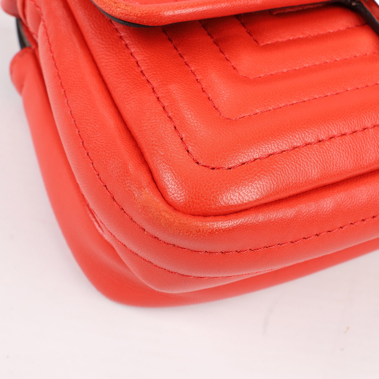 Fendi FENDI Double Micro Baguette Leather Chain Shoulder Bag in Red 8M0371 Rood