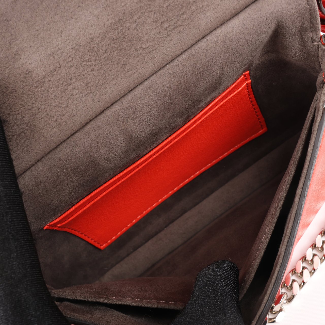 Fendi FENDI Double Micro Baguette Leather Chain Shoulder Bag in Red 8M0371 Rood