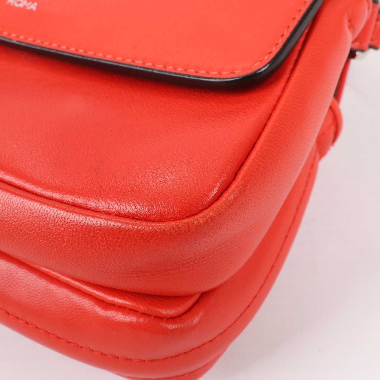 Fendi FENDI Double Micro Baguette Leather Chain Shoulder Bag in Red 8M0371 Rood