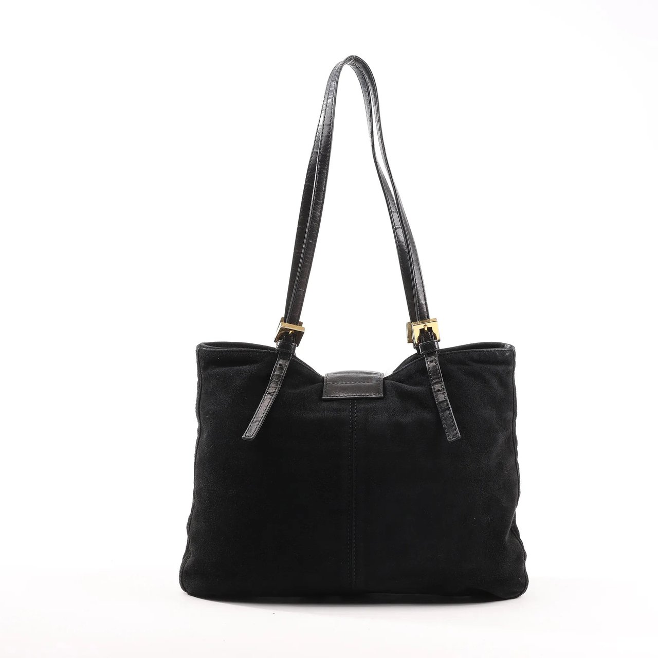 Fendi FENDI Suede x Leather Shoulder bag in Black Zwart