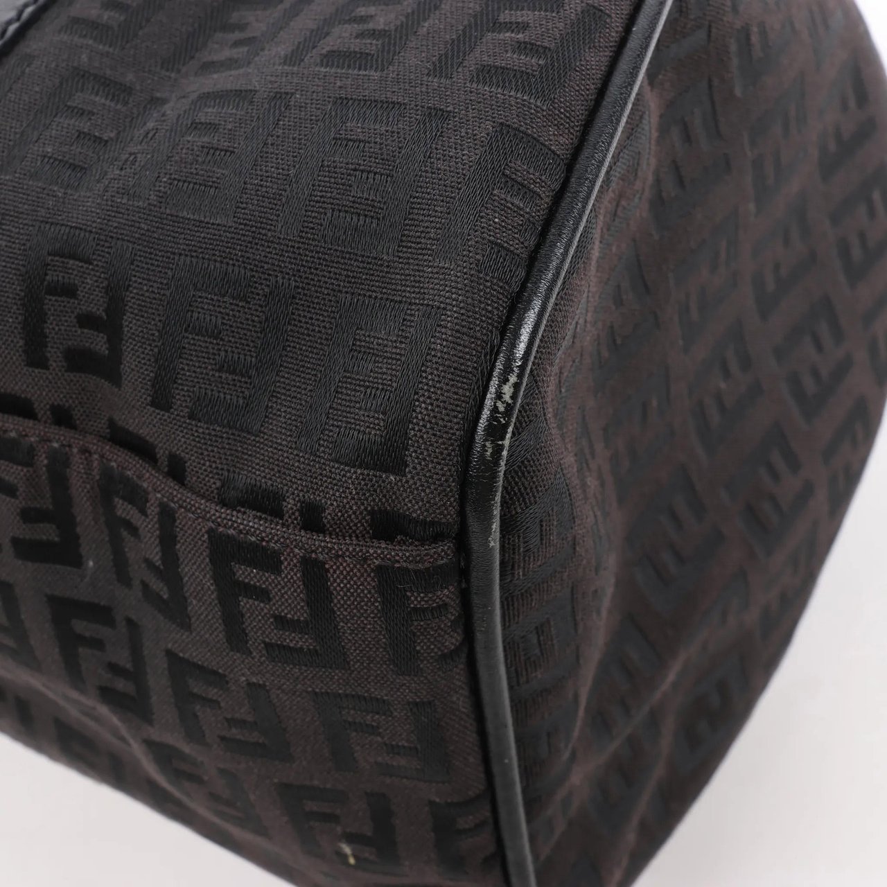 Fendi FENDI Zucchino Canvas x Leather Handbag in Brown 8BR091 Bruin