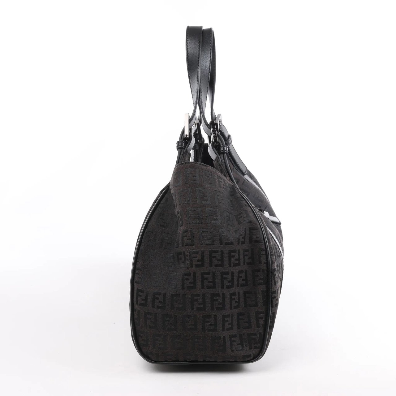 Fendi FENDI Zucchino Canvas x Leather Handbag in Brown 8BR091 Bruin