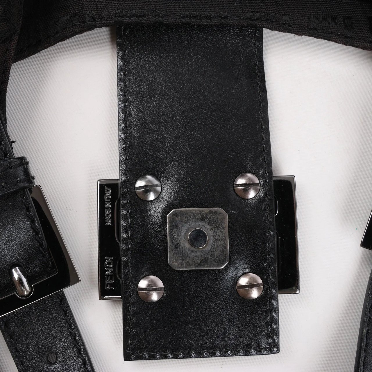 Fendi FENDI Zucchino Canvas x Leather Handbag in Brown 8BR091 Bruin