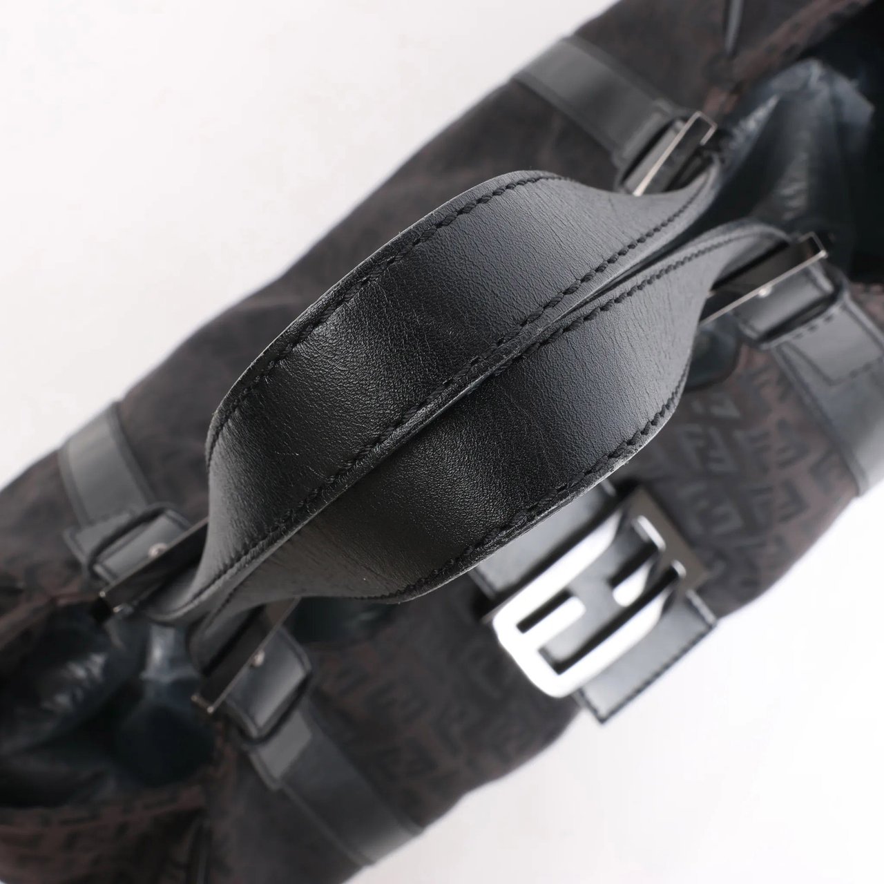 Fendi FENDI Zucchino Canvas x Leather Handbag in Brown 8BR091 Bruin