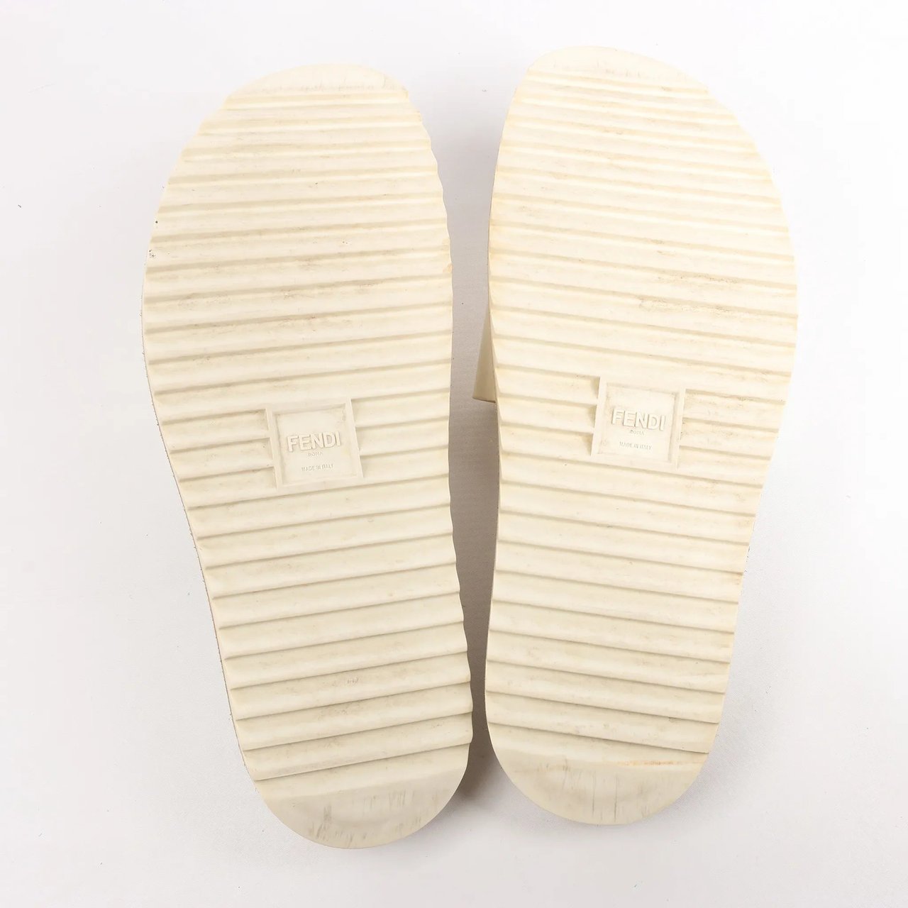 Fendi Fendi Rubber Slide Sandals in Ecru, Size 46 EU Beige