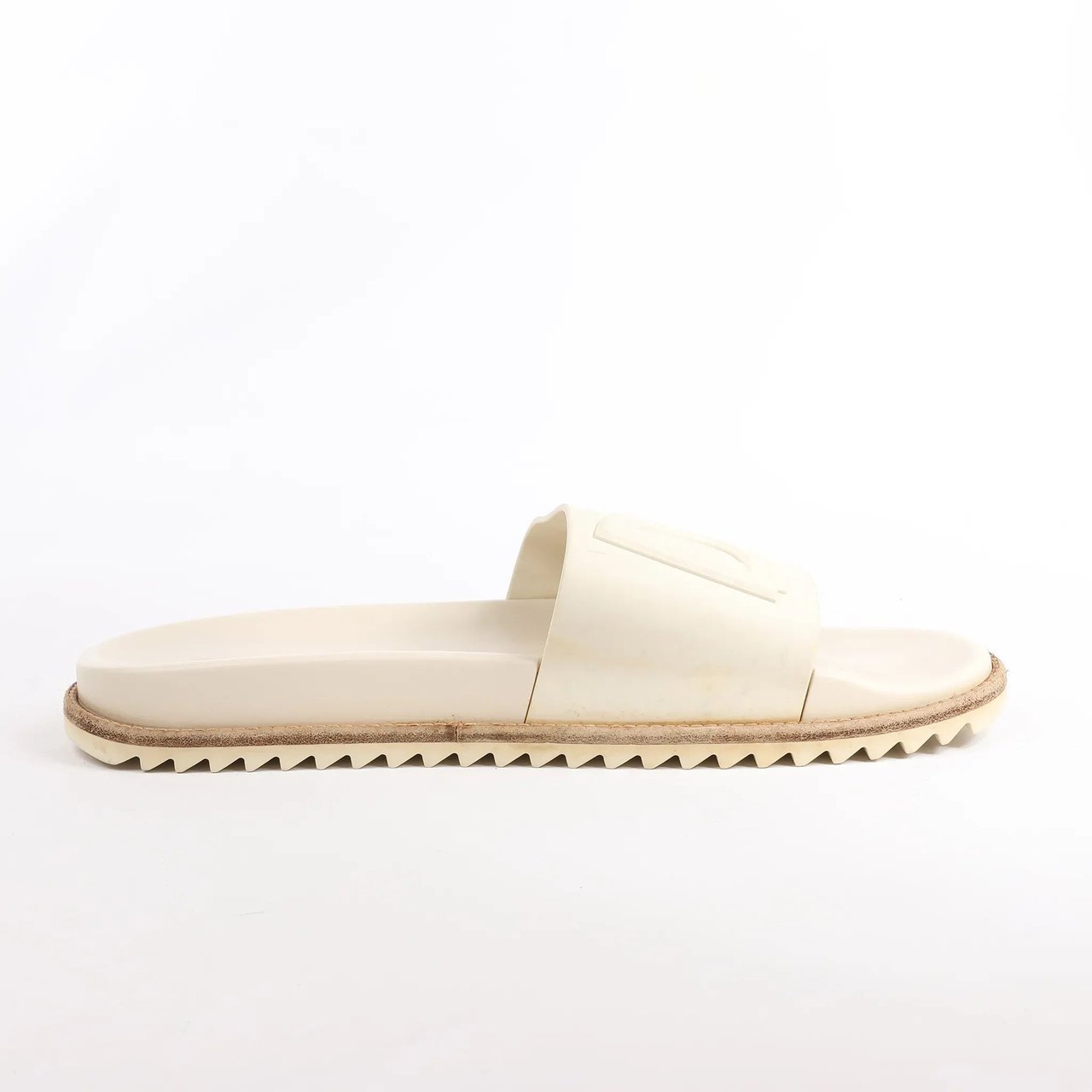 Fendi Fendi Rubber Slide Sandals in Ecru, Size 46 EU Beige