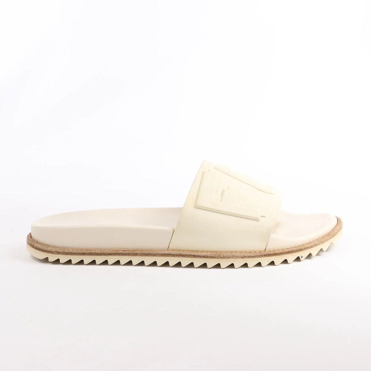 Fendi Fendi Rubber Slide Sandals in Ecru, Size 46 EU Beige