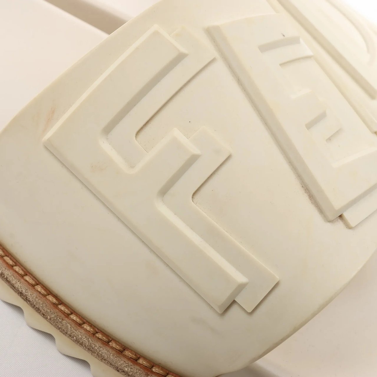 Fendi Fendi Rubber Slide Sandals in Ecru, Size 46 EU Beige