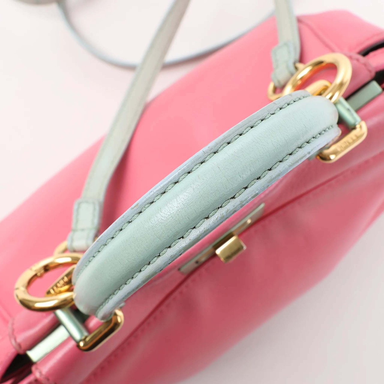 Fendi Fendi Peekaboo Mini Leather 2Way Handbag in Pink Divers