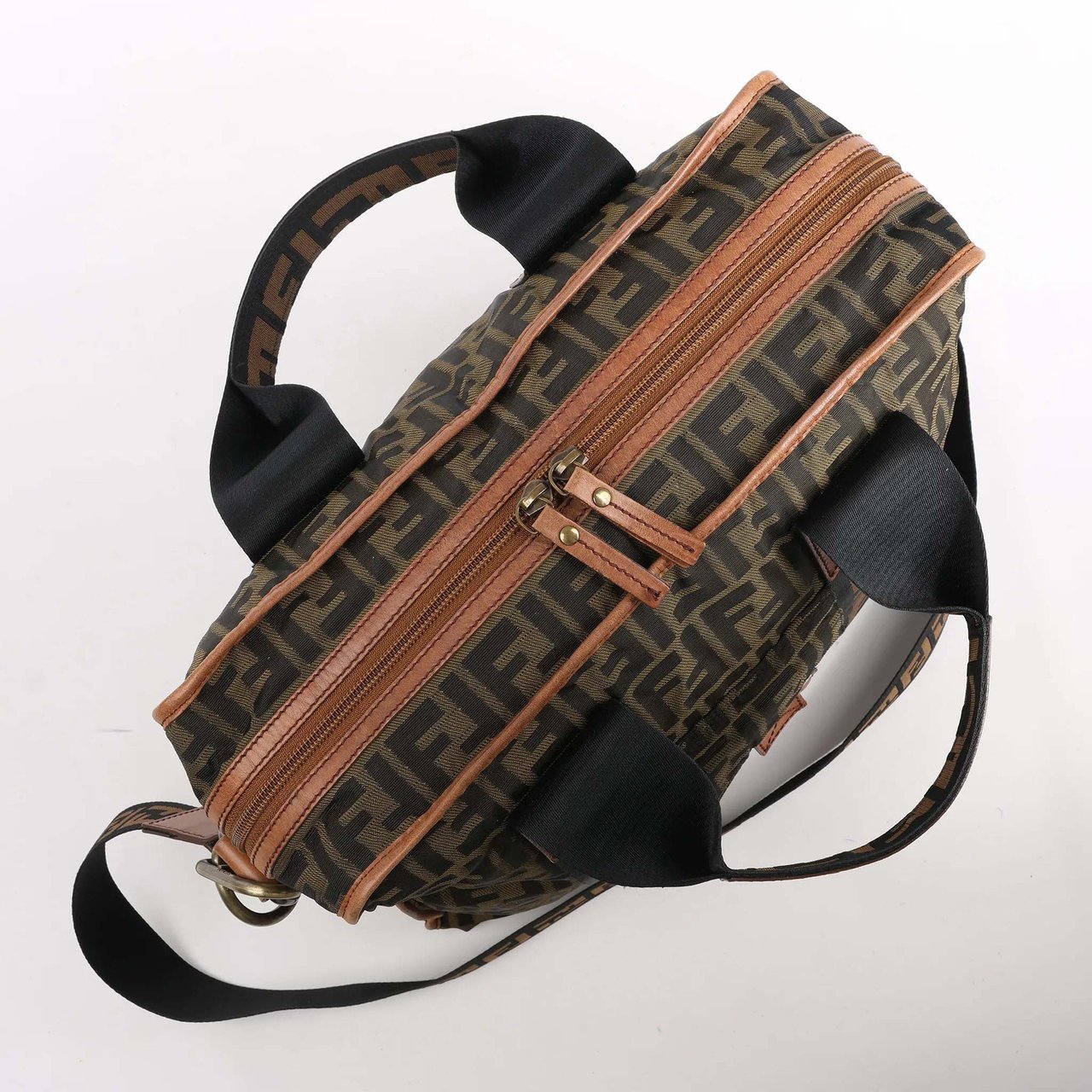 Fendi FENDI Zucca Canvas x Leather 2Way Handbag in Brown 7VA158 Bruin