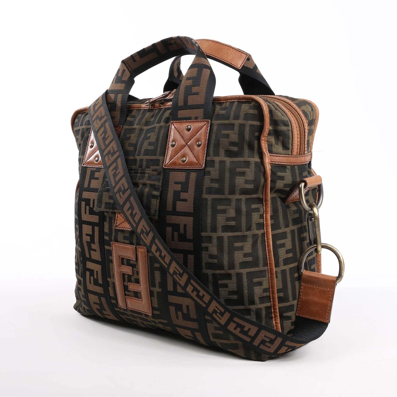 Fendi FENDI Zucca Canvas x Leather 2Way Handbag in Brown 7VA158 Bruin