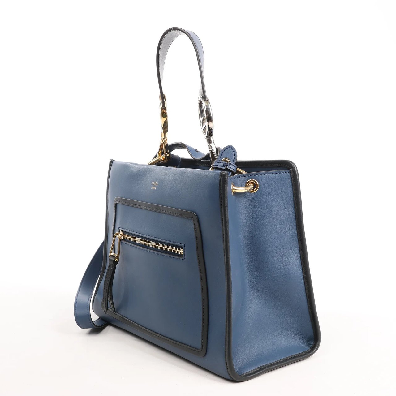 Fendi Fendi Runaway Leather 2Way Handbag in Blue 8BH344 Blauw