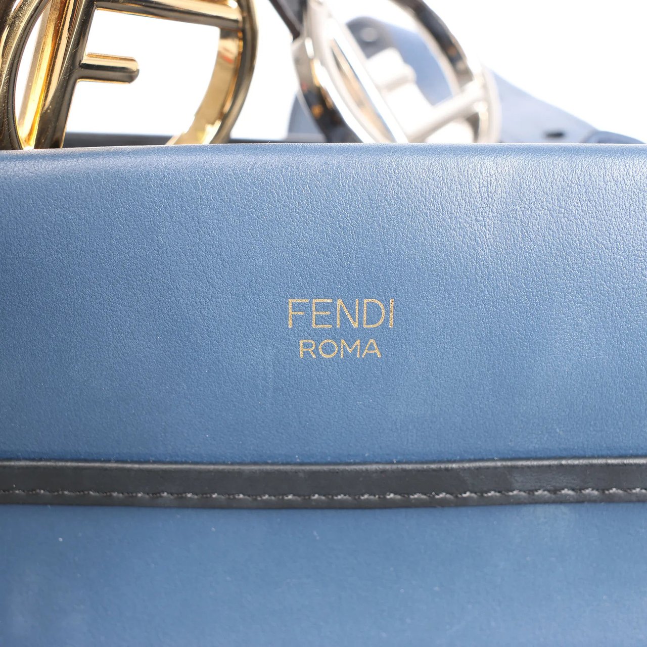 Fendi Fendi Runaway Leather 2Way Handbag in Blue 8BH344 Blauw