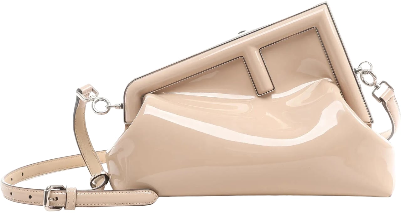 Fendi FENDI First Patent Leather Crossbody bag in Beige 8BP137 Beige