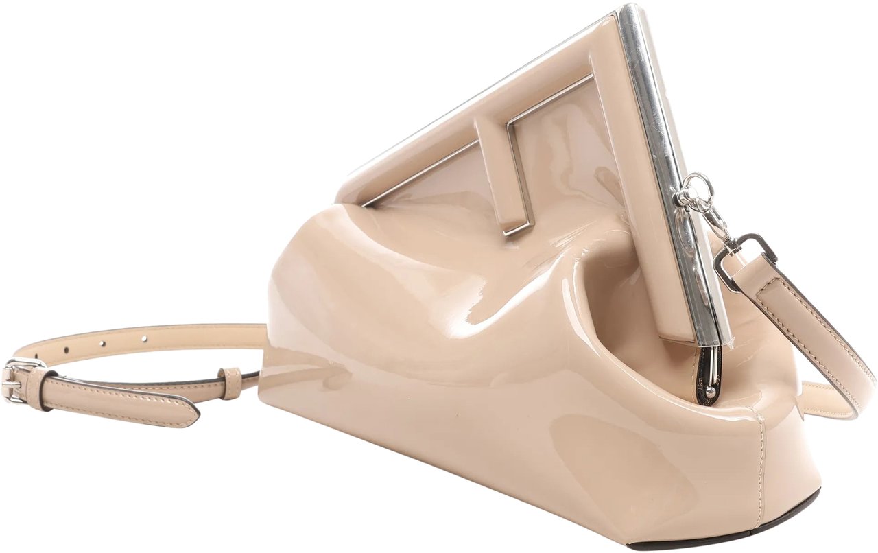 Fendi FENDI First Patent Leather Crossbody bag in Beige 8BP137 Beige