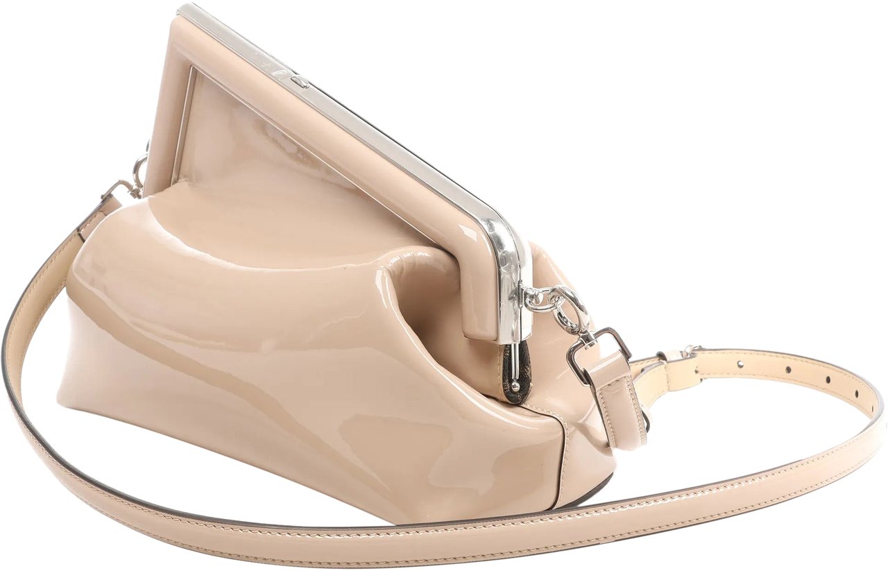Fendi FENDI First Patent Leather Crossbody bag in Beige 8BP137 Beige