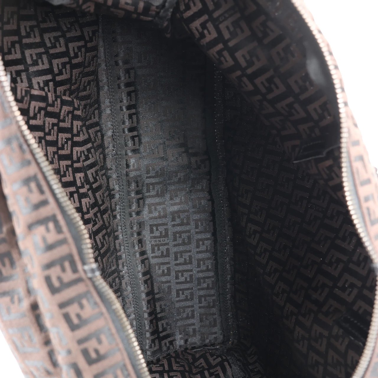 Fendi FENDI Zucchino Canvas x Leather Handbag in Brown 7VS018 Bruin