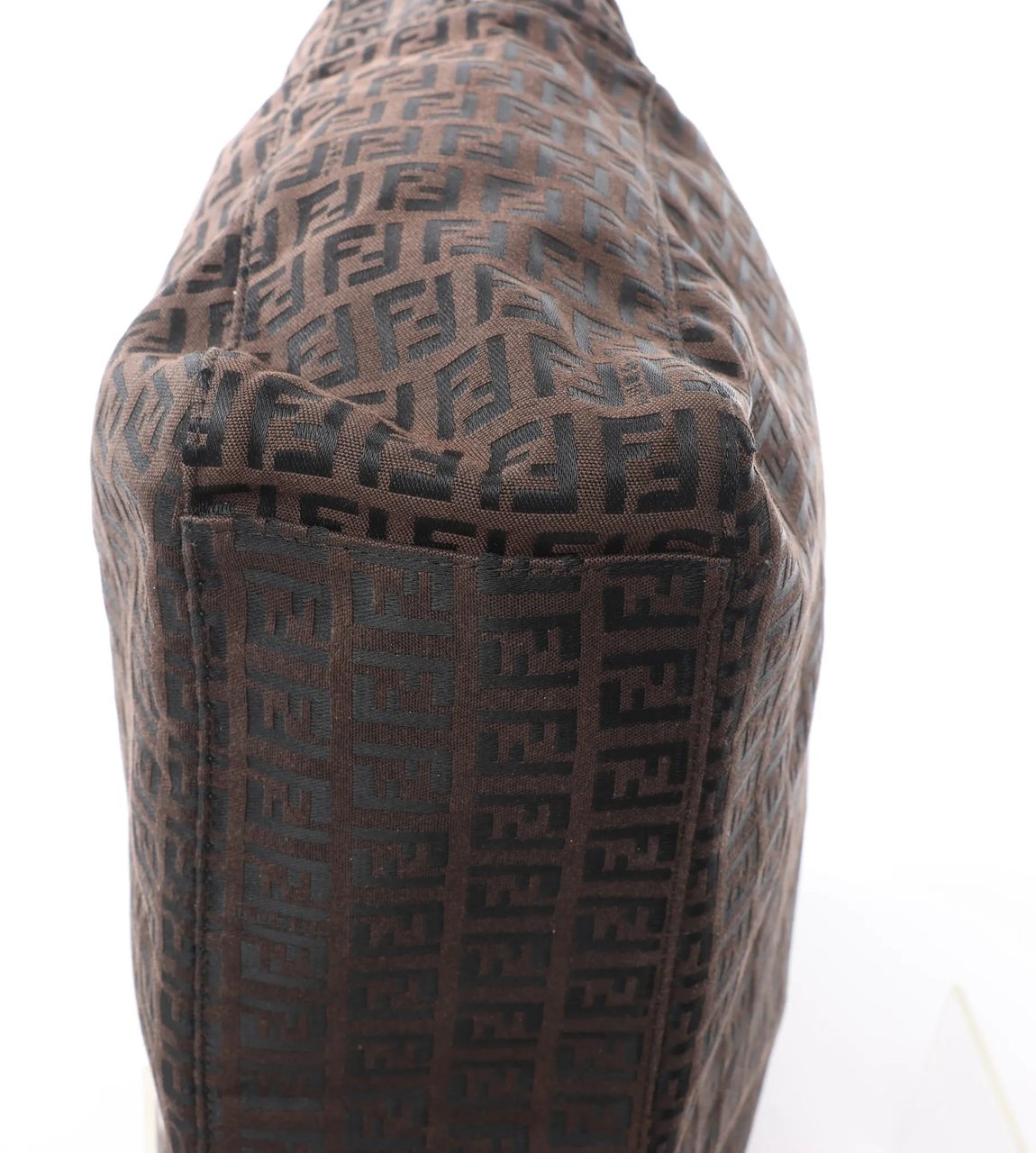 Fendi FENDI Zucchino Canvas x Leather Handbag in Brown 7VS018 Bruin