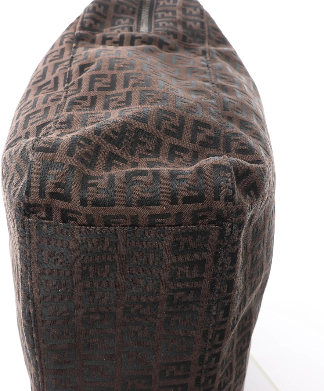 Fendi FENDI Zucchino Canvas x Leather Handbag in Brown 7VS018 Bruin