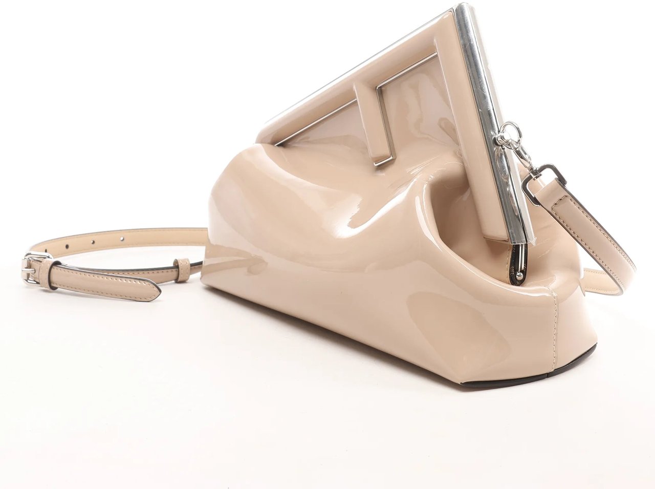 FENDI First Patent Leather Crossbody bag in Beige 8BP137 Beige