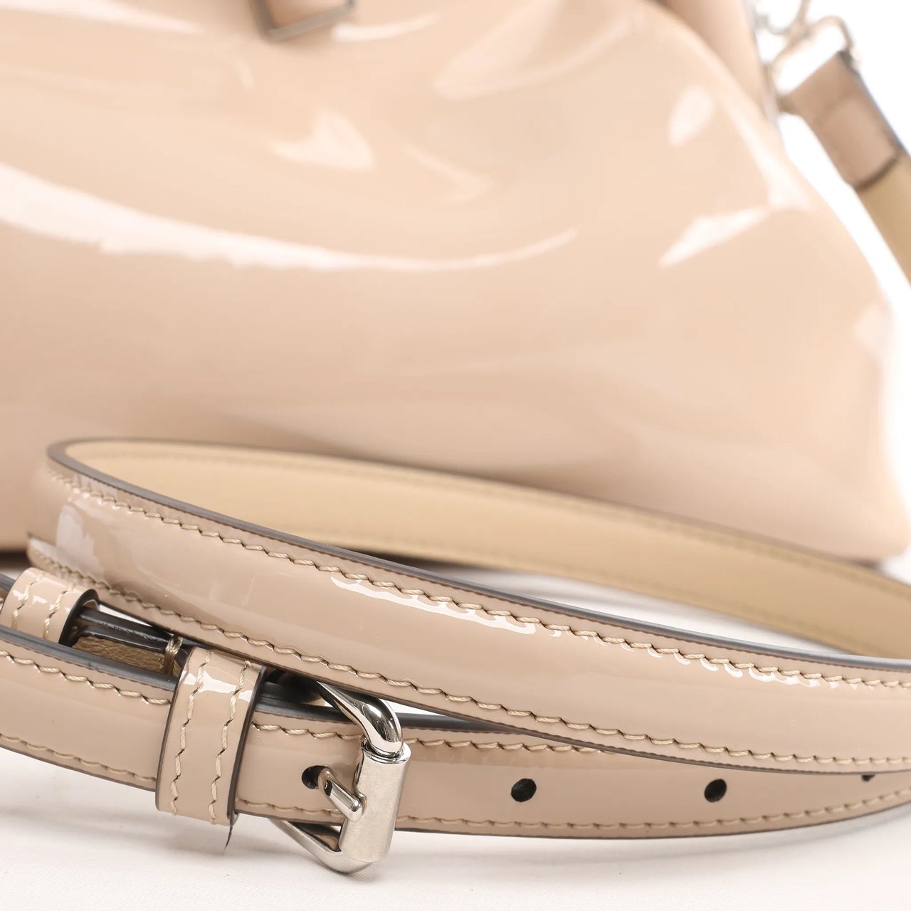 FENDI First Patent Leather Crossbody bag in Beige 8BP137 Beige