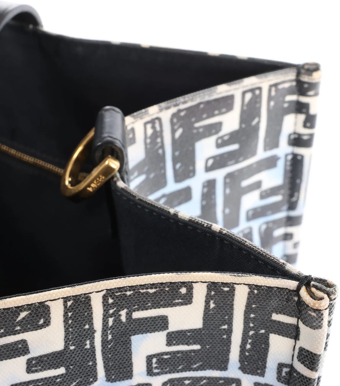 Fendi FENDI Zucca Coated Canvas x Leather Handbag in Blue x Black 8BH357 Divers