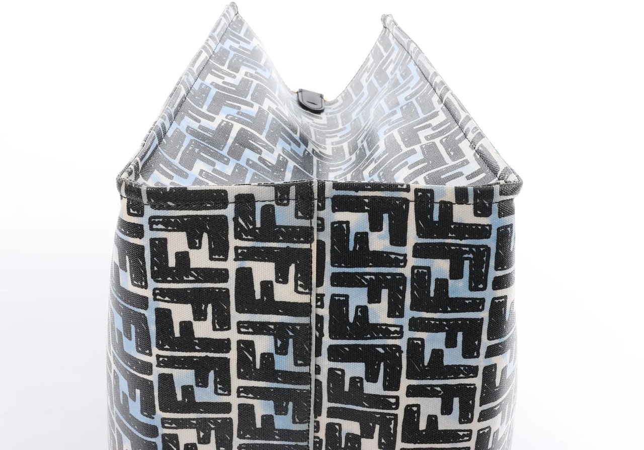 Fendi FENDI Zucca Coated Canvas x Leather Handbag in Blue x Black 8BH357 Divers