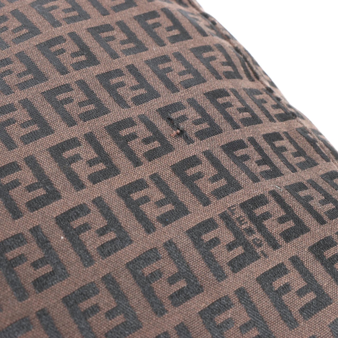 FENDI Zucchino Canvas x Leather Handbag in Brown 7VS018 Bruin