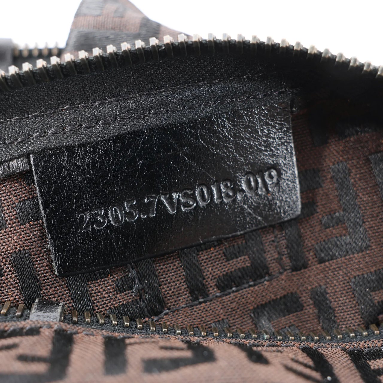 FENDI Zucchino Canvas x Leather Handbag in Brown 7VS018 Bruin