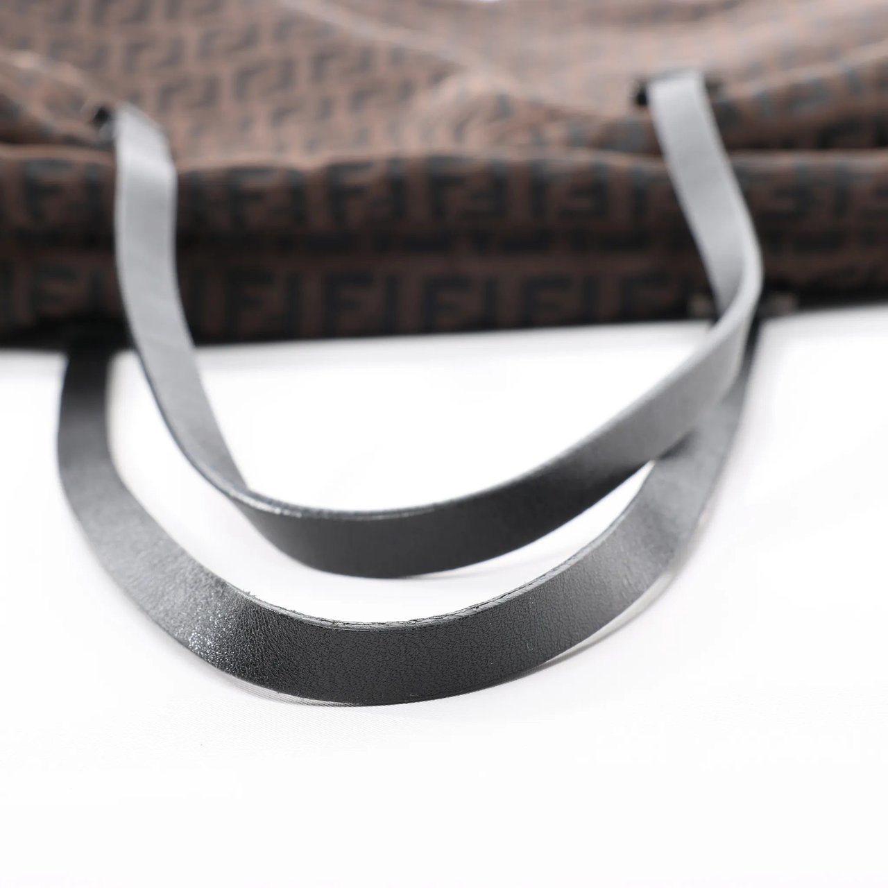FENDI Zucchino Canvas x Leather Handbag in Brown 7VS018 Bruin