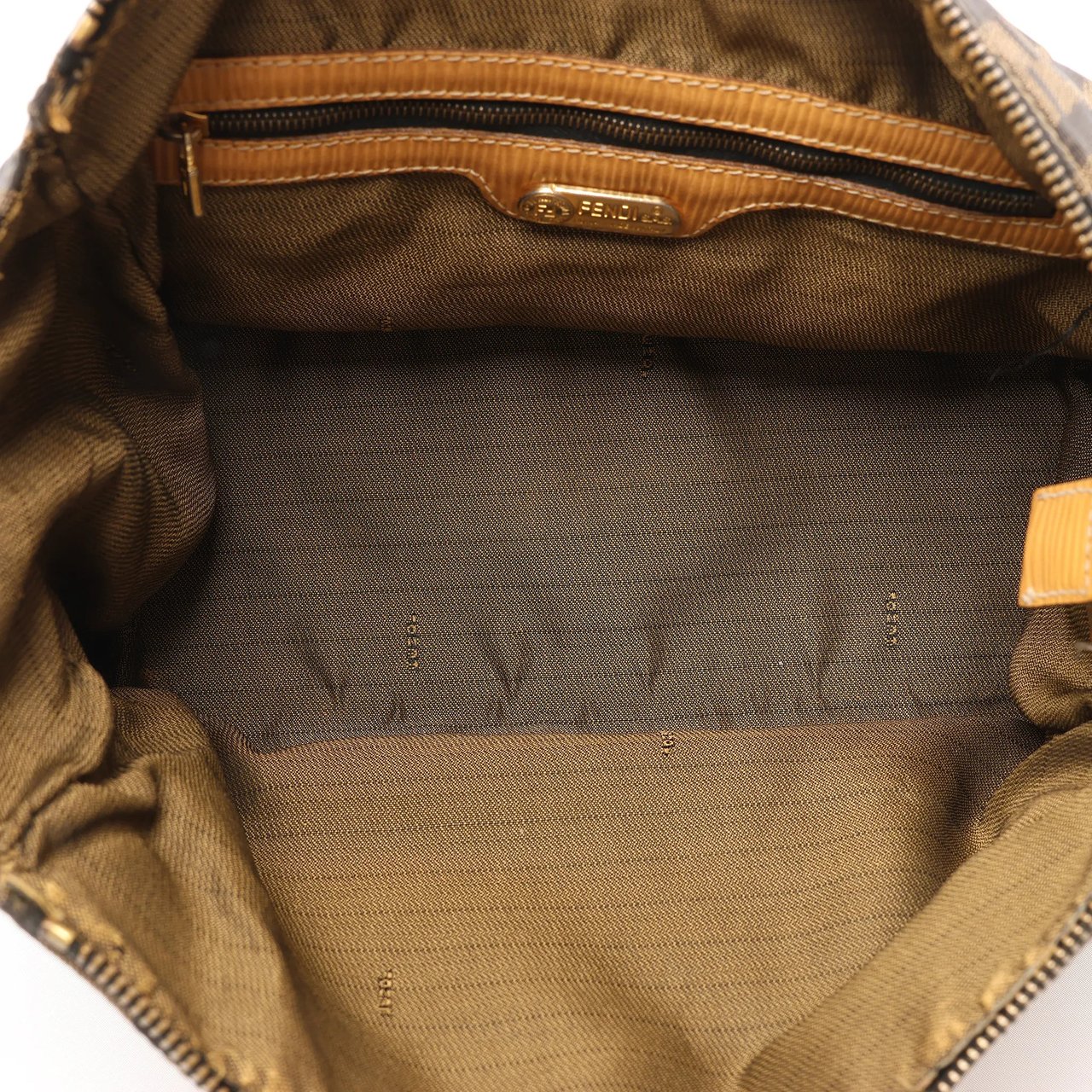 Fendi FENDI Zucca Canvas x Leather Handbag in Brown Bruin
