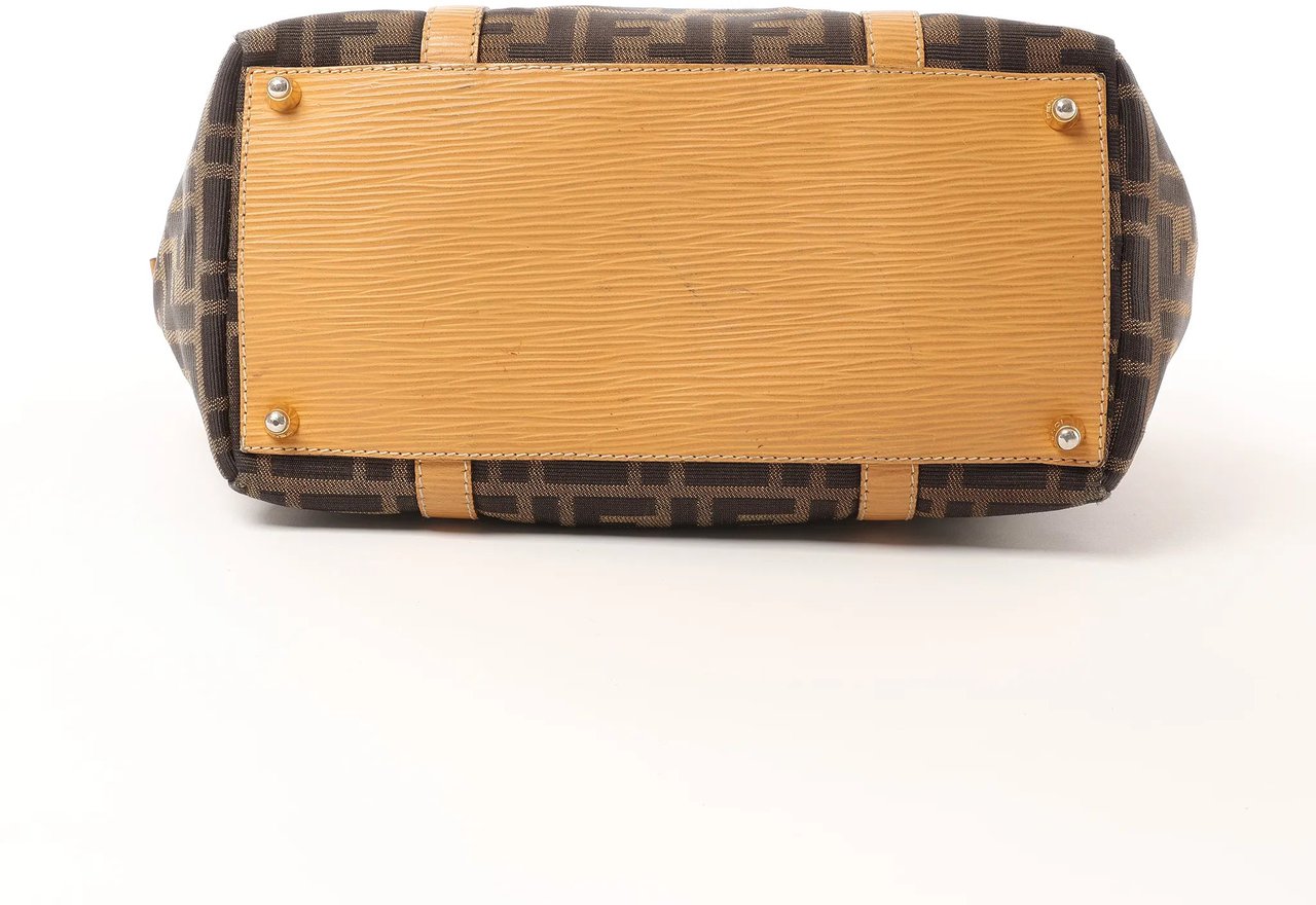 Fendi FENDI Zucca Canvas x Leather Handbag in Brown Bruin