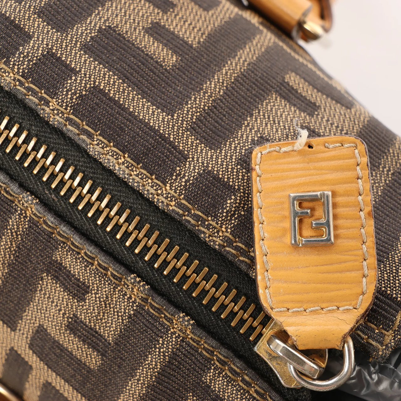 Fendi FENDI Zucca Canvas x Leather Handbag in Brown Bruin