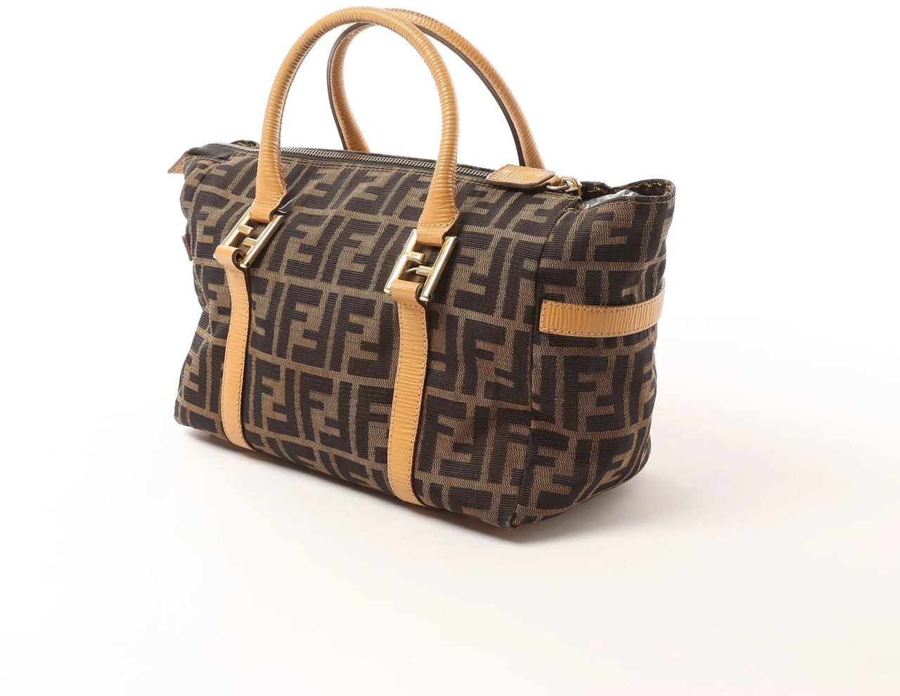 Fendi FENDI Zucca Canvas x Leather Handbag in Brown Bruin