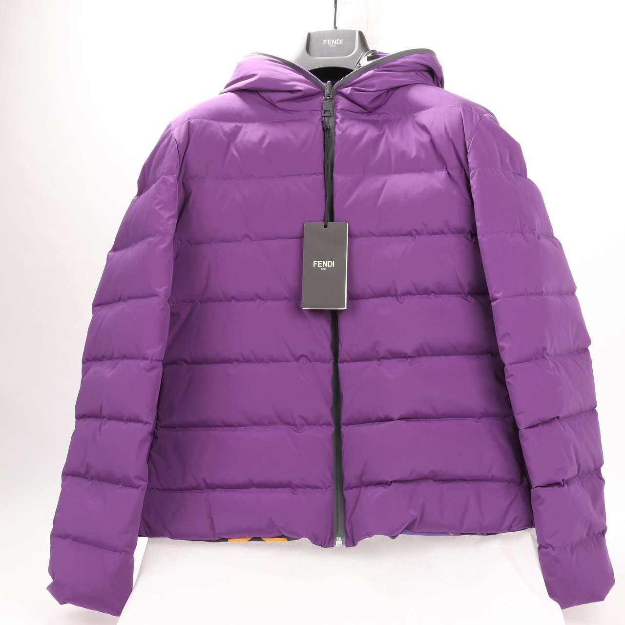 Fendi Purple Puffer Jacket, Size 44 Paars