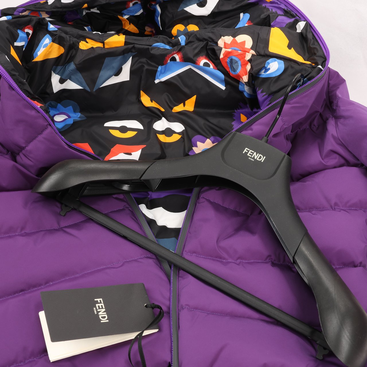 Fendi Purple Puffer Jacket, Size 44 Paars